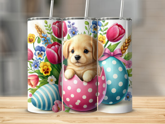 Cute Golden Retriever Puppy Easter Eggs Spring Flowers product type