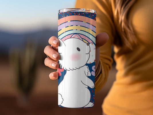 Cute Bear and Rainbow Insulated Travel Mug Tumbler