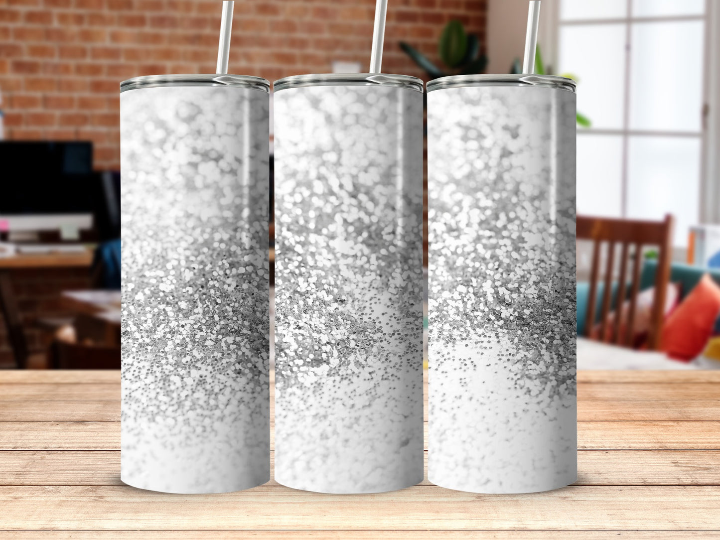 Glitter Ombre Stainless Steel Tumbler Set for Stylish Drinks