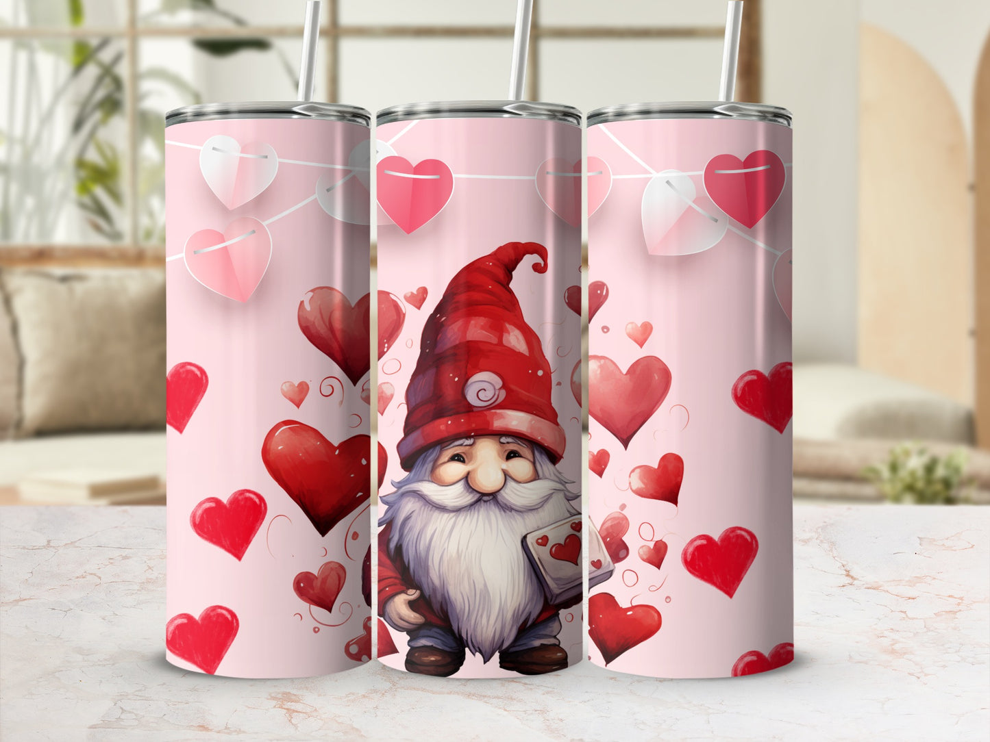 Cute Gnome Hearts and Love Valentine Gift Tumbler