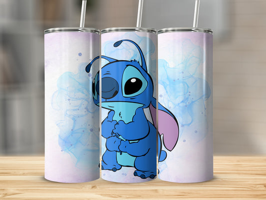 Cute Blue Cartoon Character Design Tumbler Flask