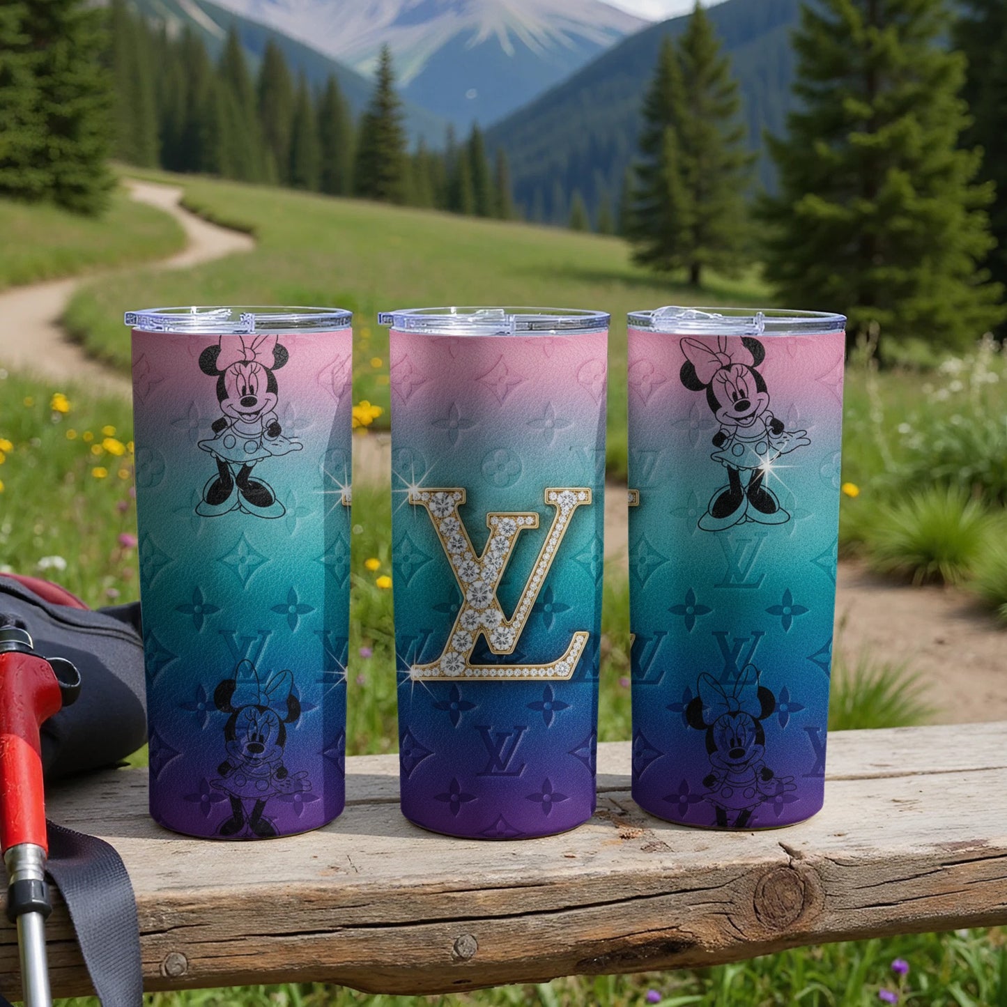 Minnie Mouse Gradient LV Tumblers for Trendy Style