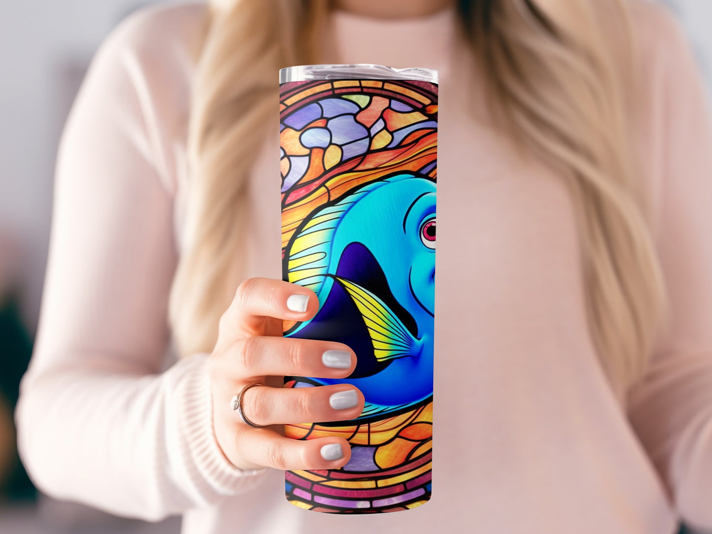 Colorful Fish Stained Glass Design Tumbler Product