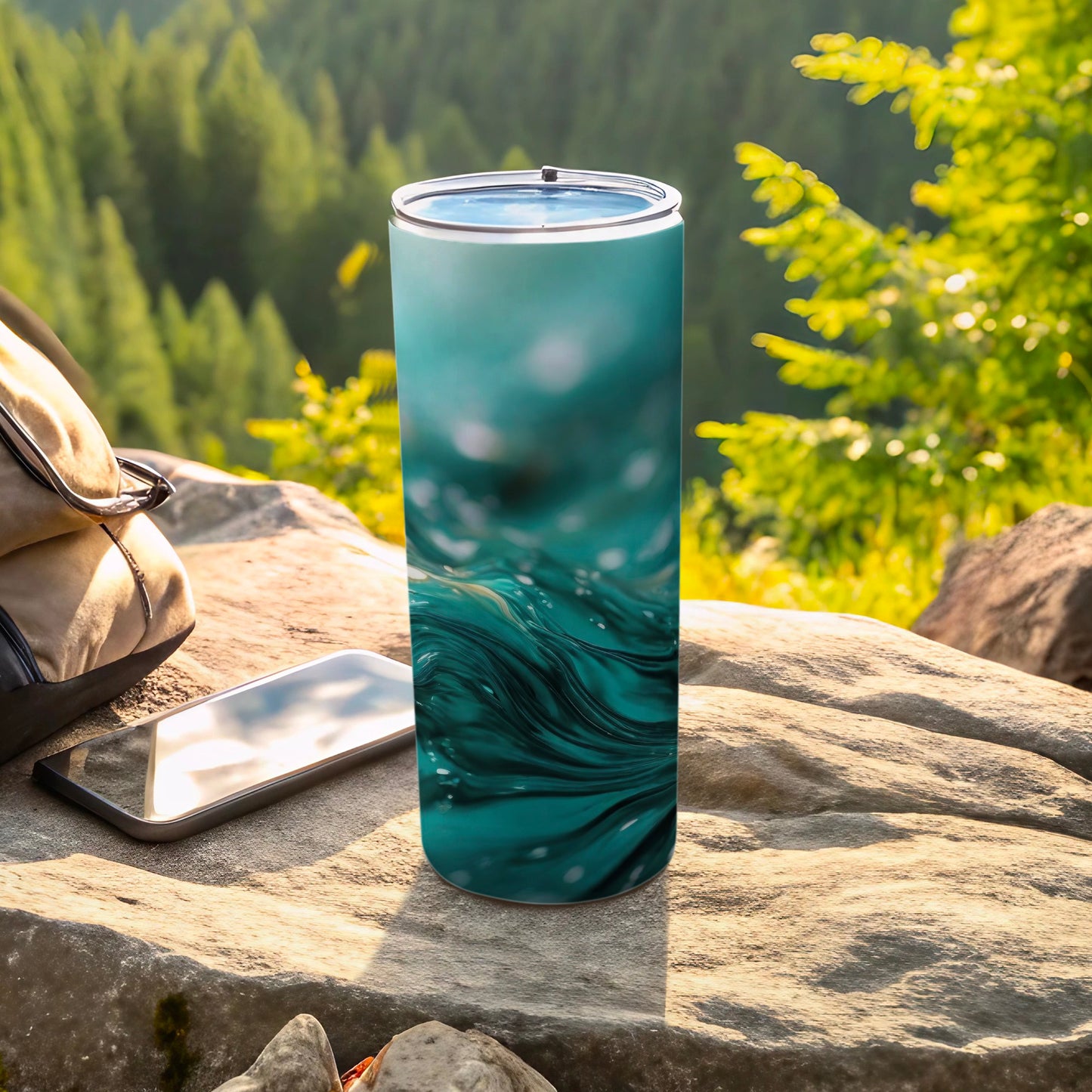 Deep Ocean Waves Blue Teal Abstract Tumbler product type