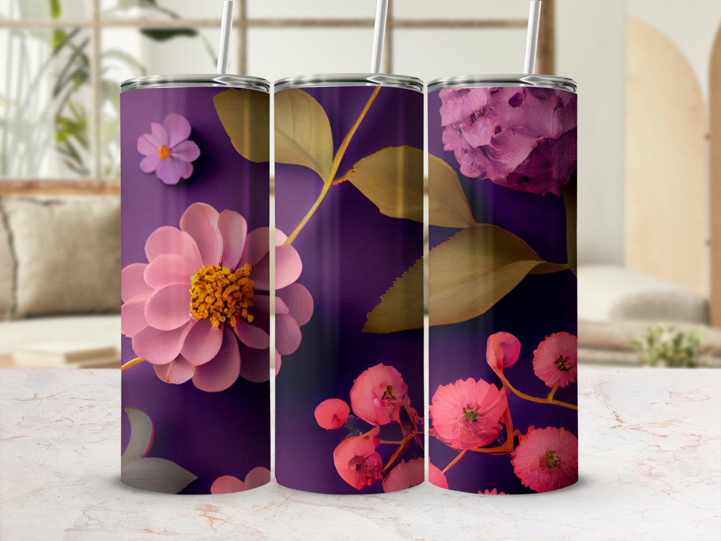 Vibrant Floral Design Tumblers Perfect for Gifting