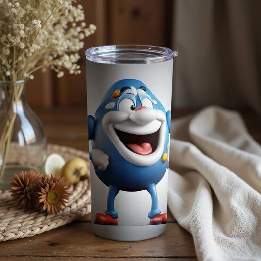 Happy Blue Character Design Tumbler Cup