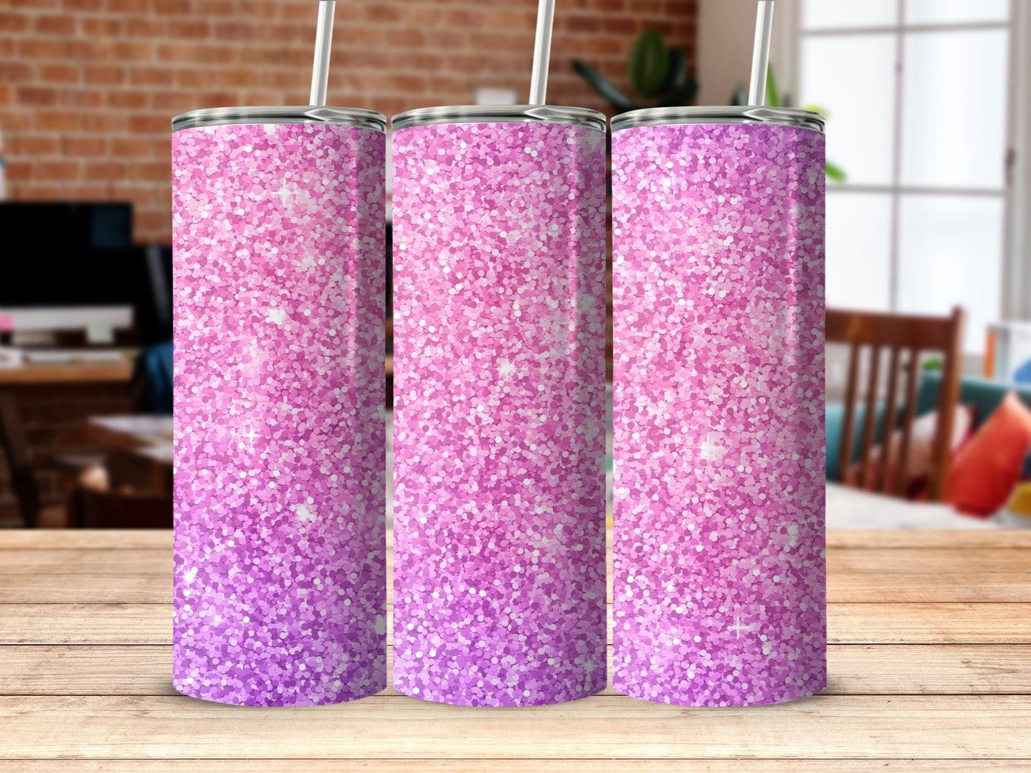 Glittery Pink and Purple Sparkle Tumbler Product