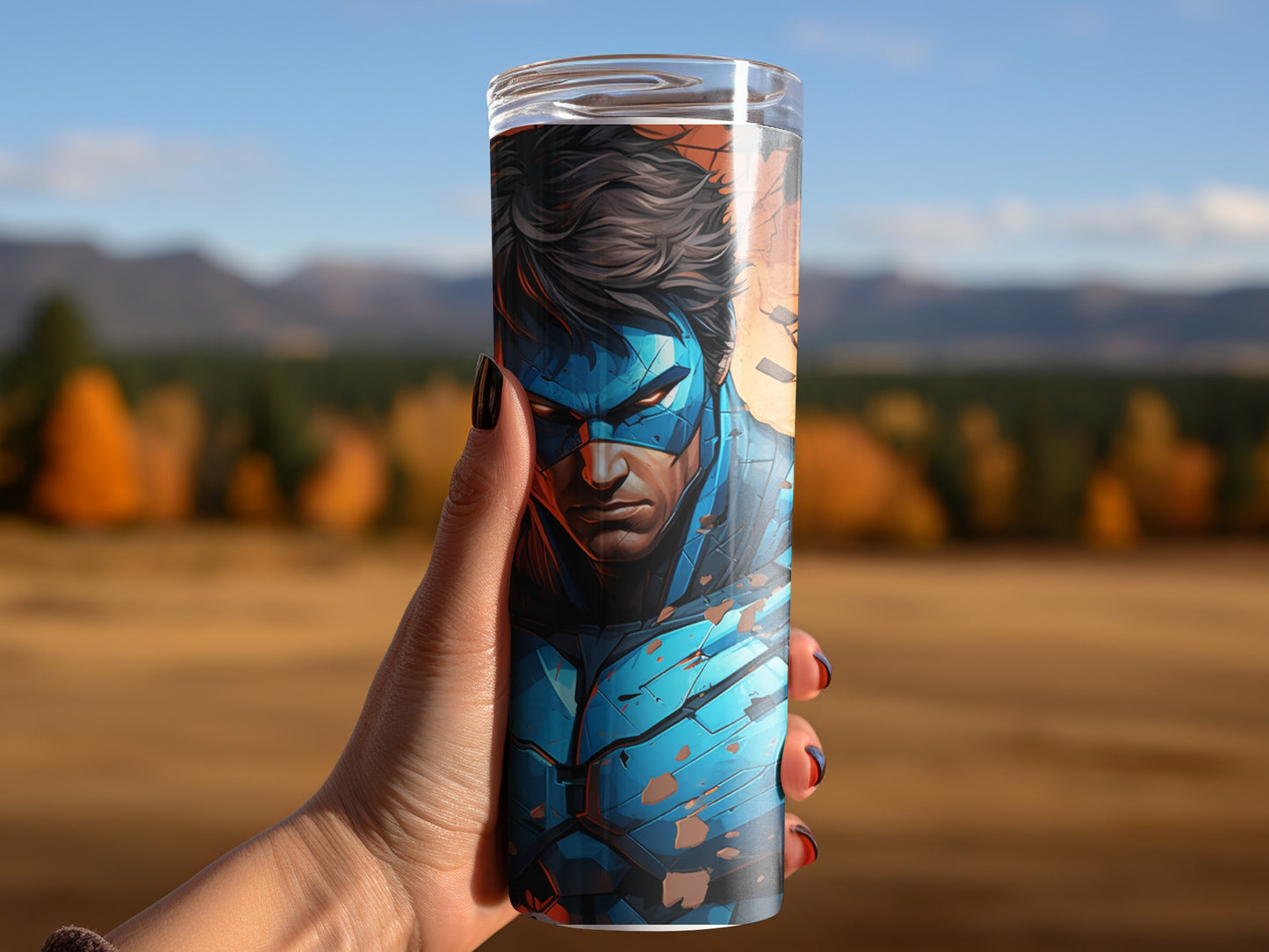 Superhero Insulated Tumbler With Blue Mask Design
