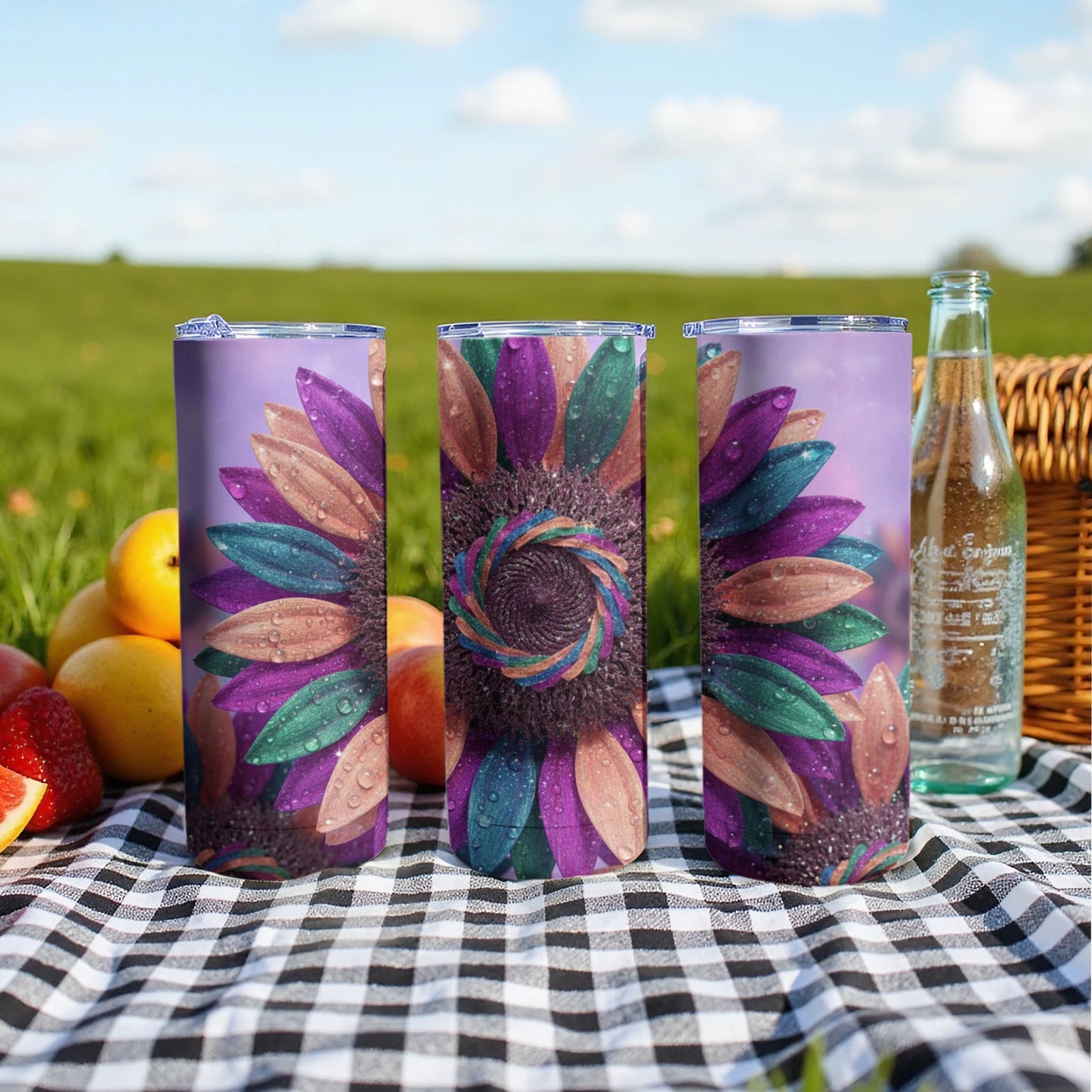 Vibrant Multicolor Sunflower Design Tumbler Flask