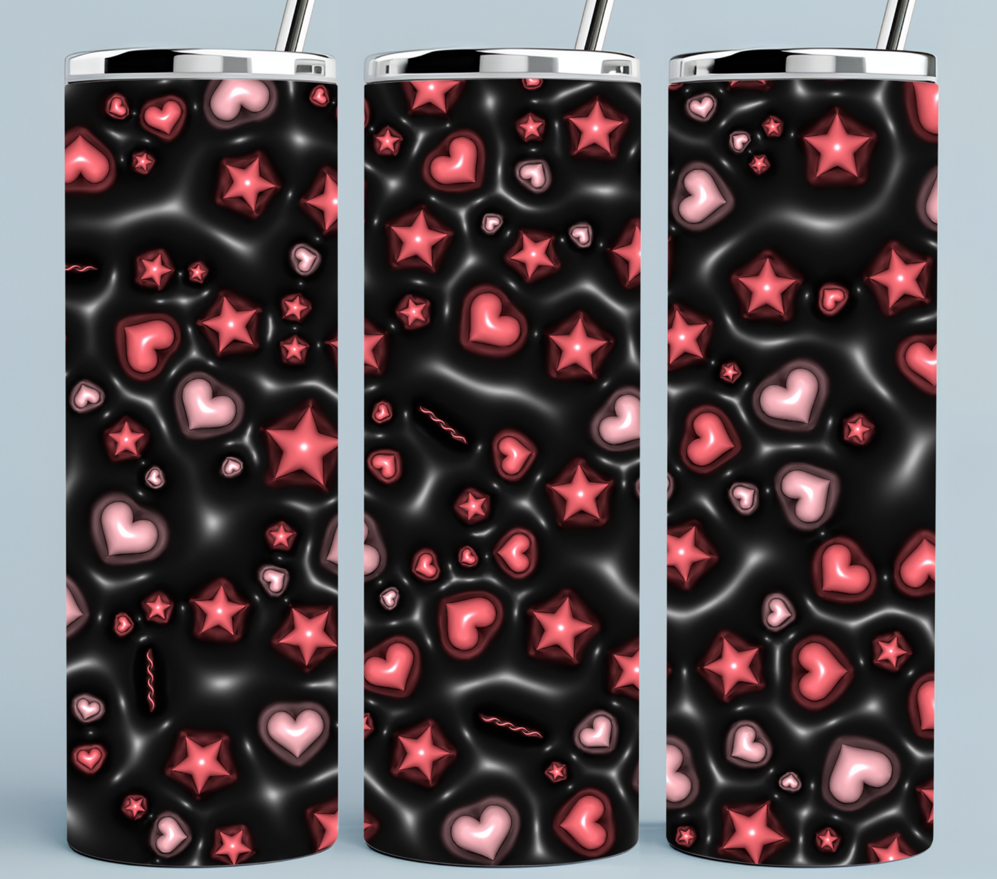 Pink stars and hearts tumbler