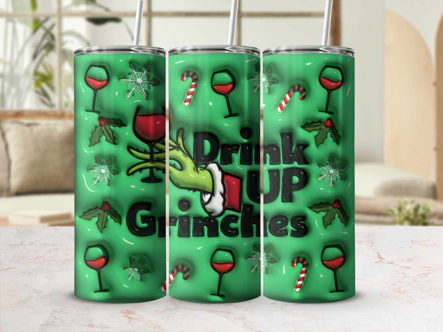 Drink Up Grinches Festive Holiday Drink Tumblers