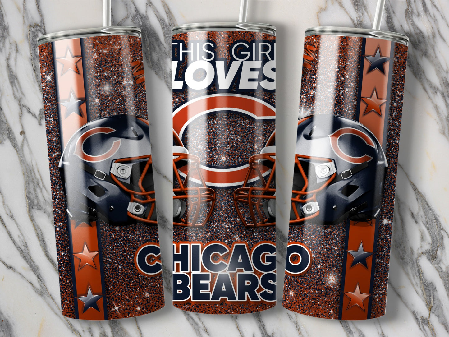 This Girl Loves Chicago Bears Football Helmets Tumblers