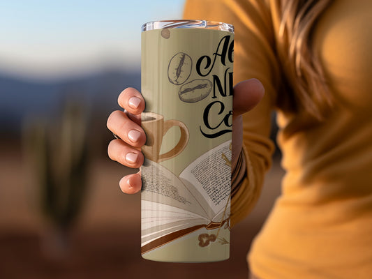 Cozy Coffee and Book Themed Thermal Tumbler