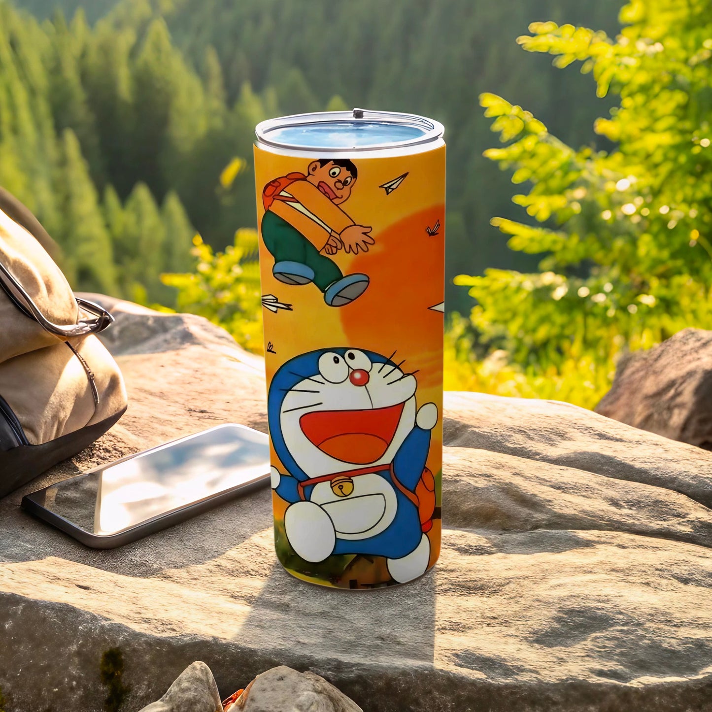 Fun Outdoor Scene Cartoon Character Travel Mug