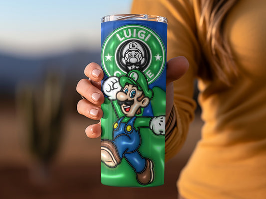 Luigi Themed Tumbler with Custom Animated Design