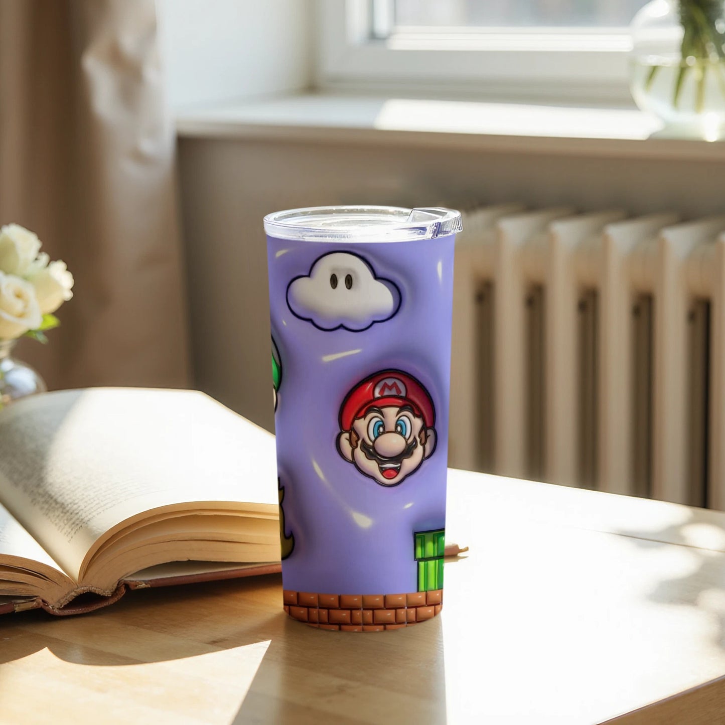 Cute Mario Cloud Themed Tumbler for Gaming Fans