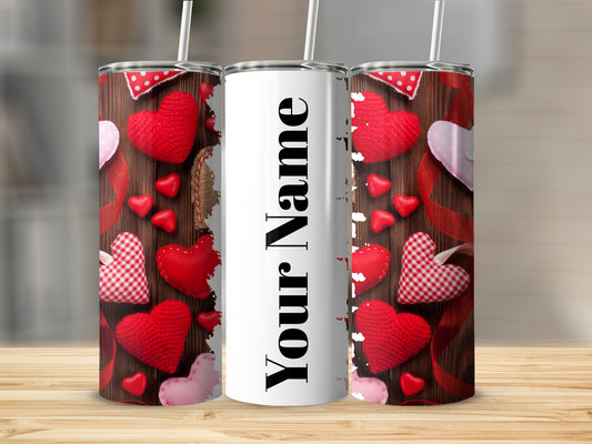 Customizable Valentine Hearts Design Tumbler 20oz
