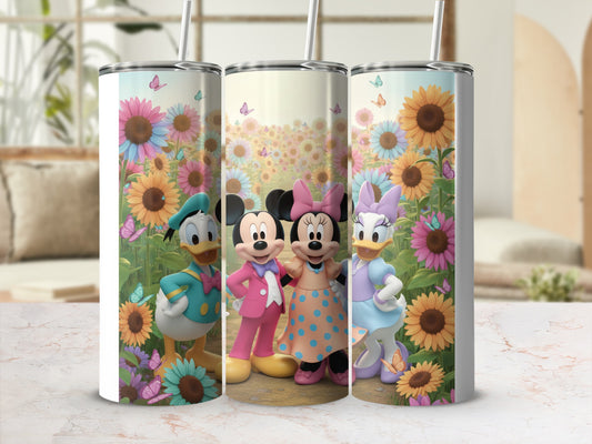 Adorable Disney Characters Sunflower Theme Tumbler