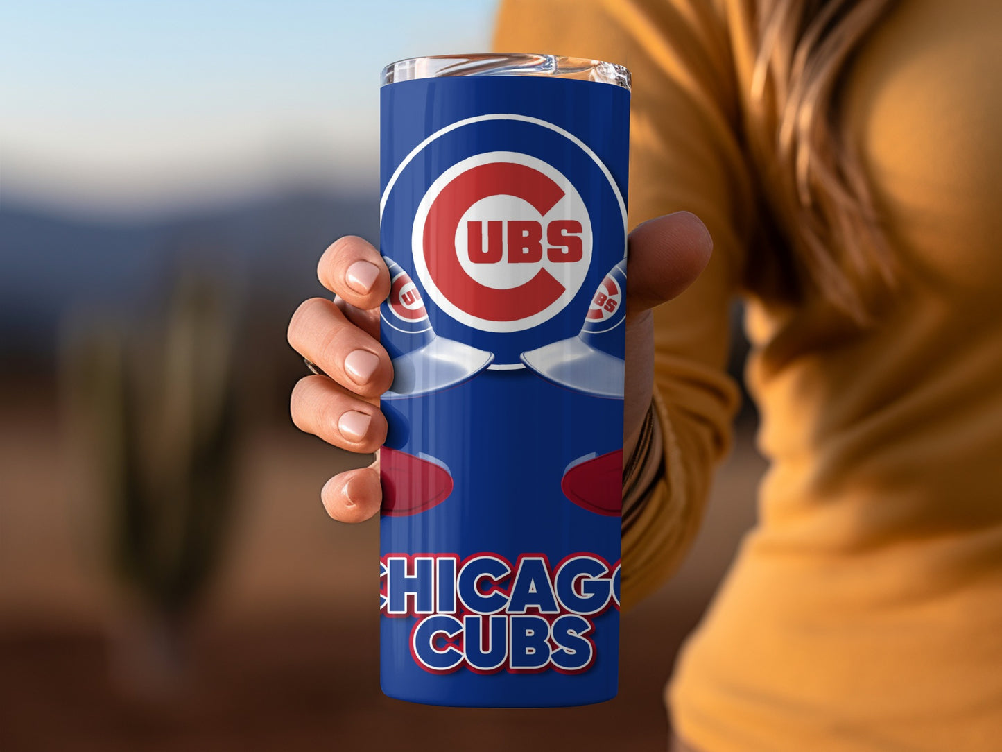 Chicago Cubs Logo Helmets Stars Design Pattern Tumblers