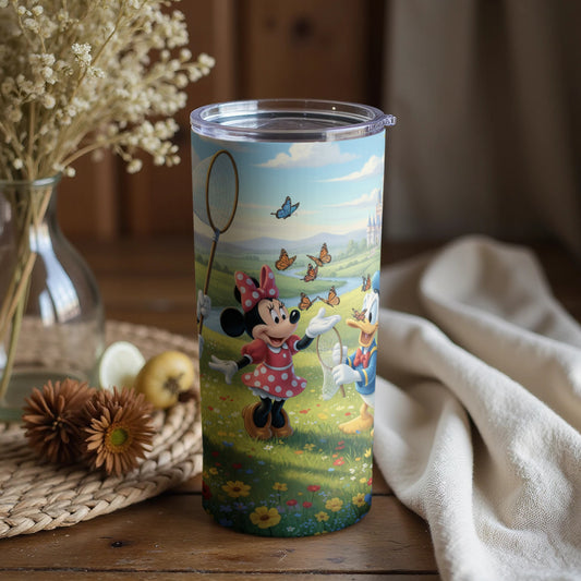 Minnie and Donald Playing Tennis Scene Tumbler