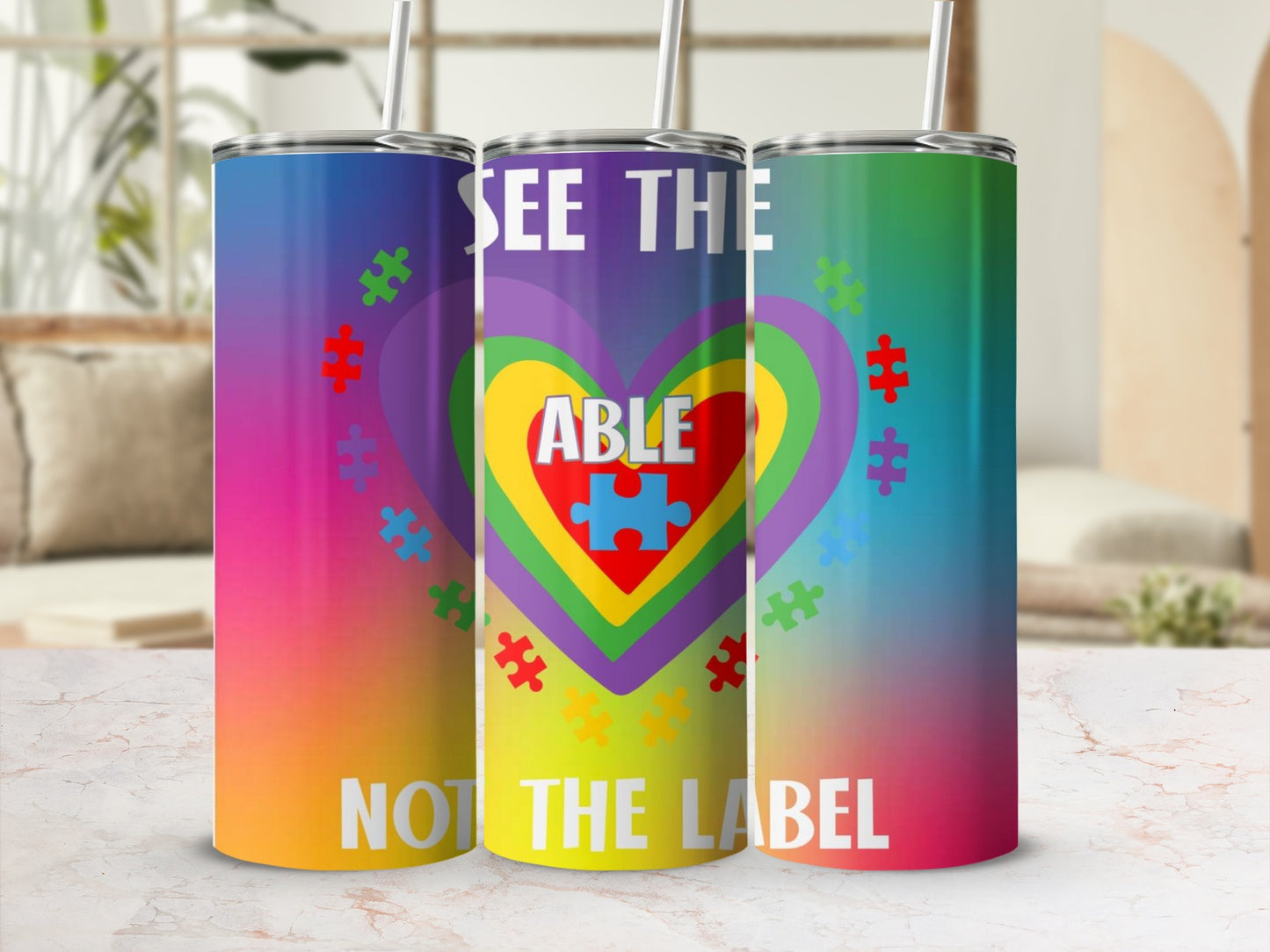 See The Able Not The Label Gradient Design Tumbler