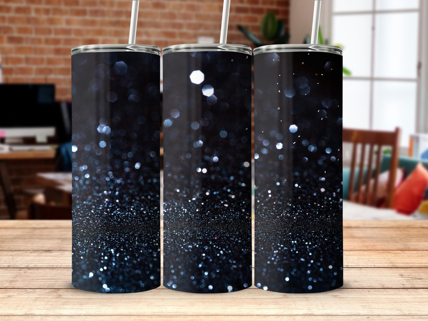Sparkling Dark Glitter Design Tumbler Product