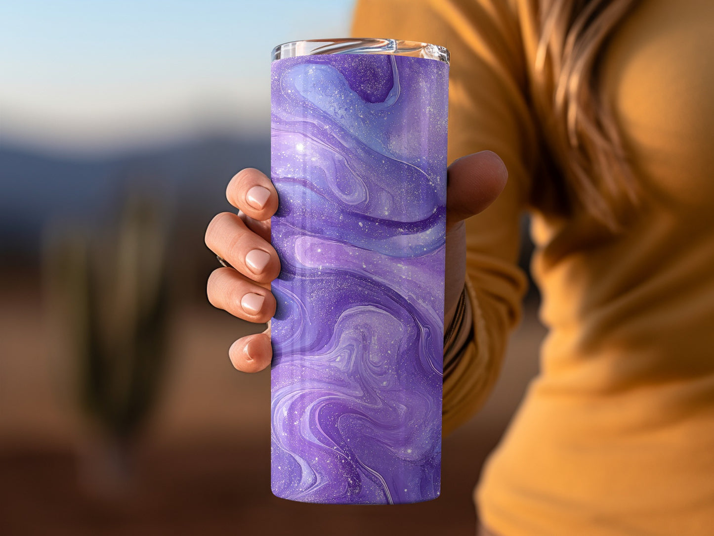 Watercolor Swirl in Lavender and Purple Color Tumblers