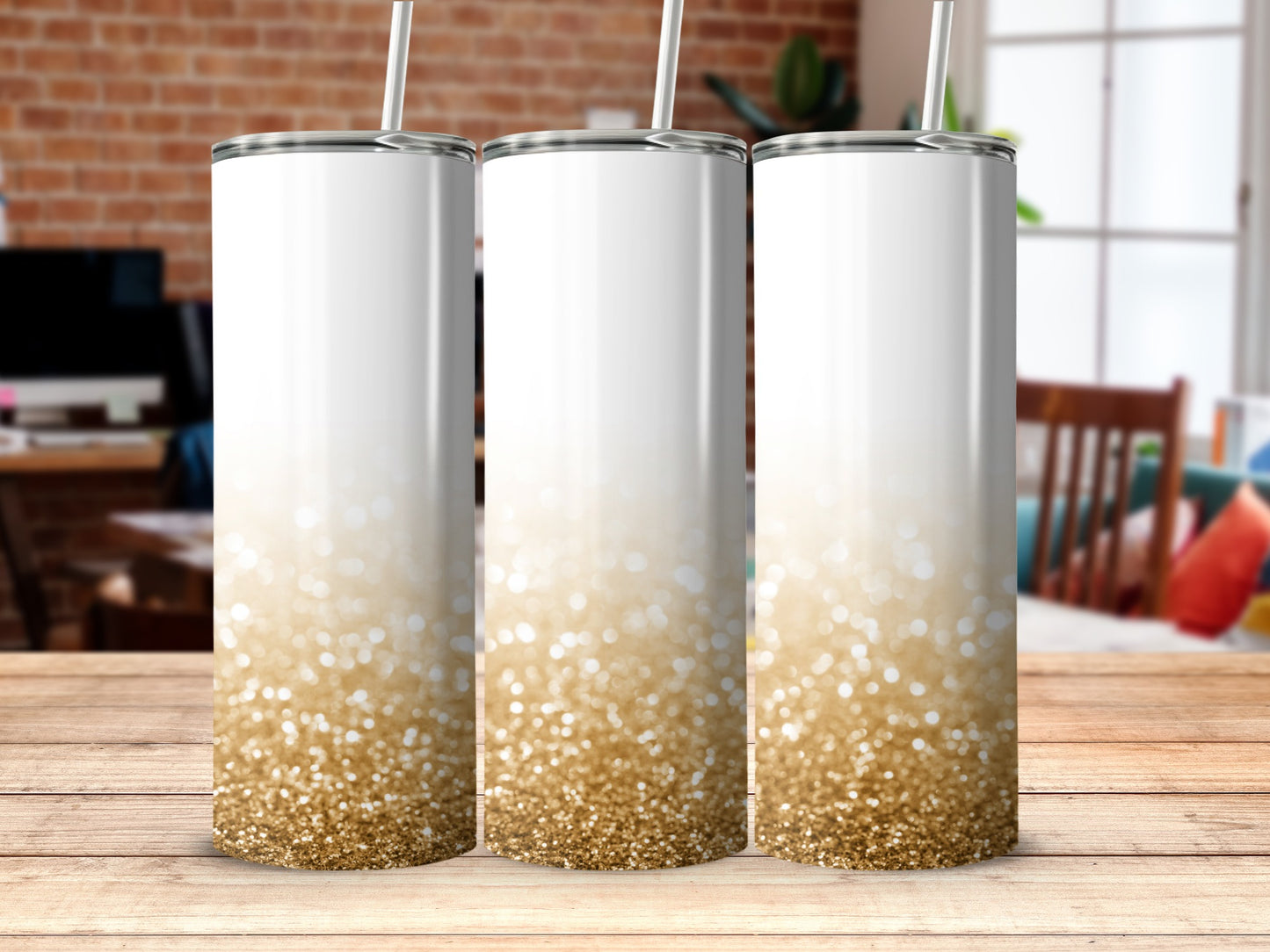 Sparkling Gold and White Tumbler perfect for any event