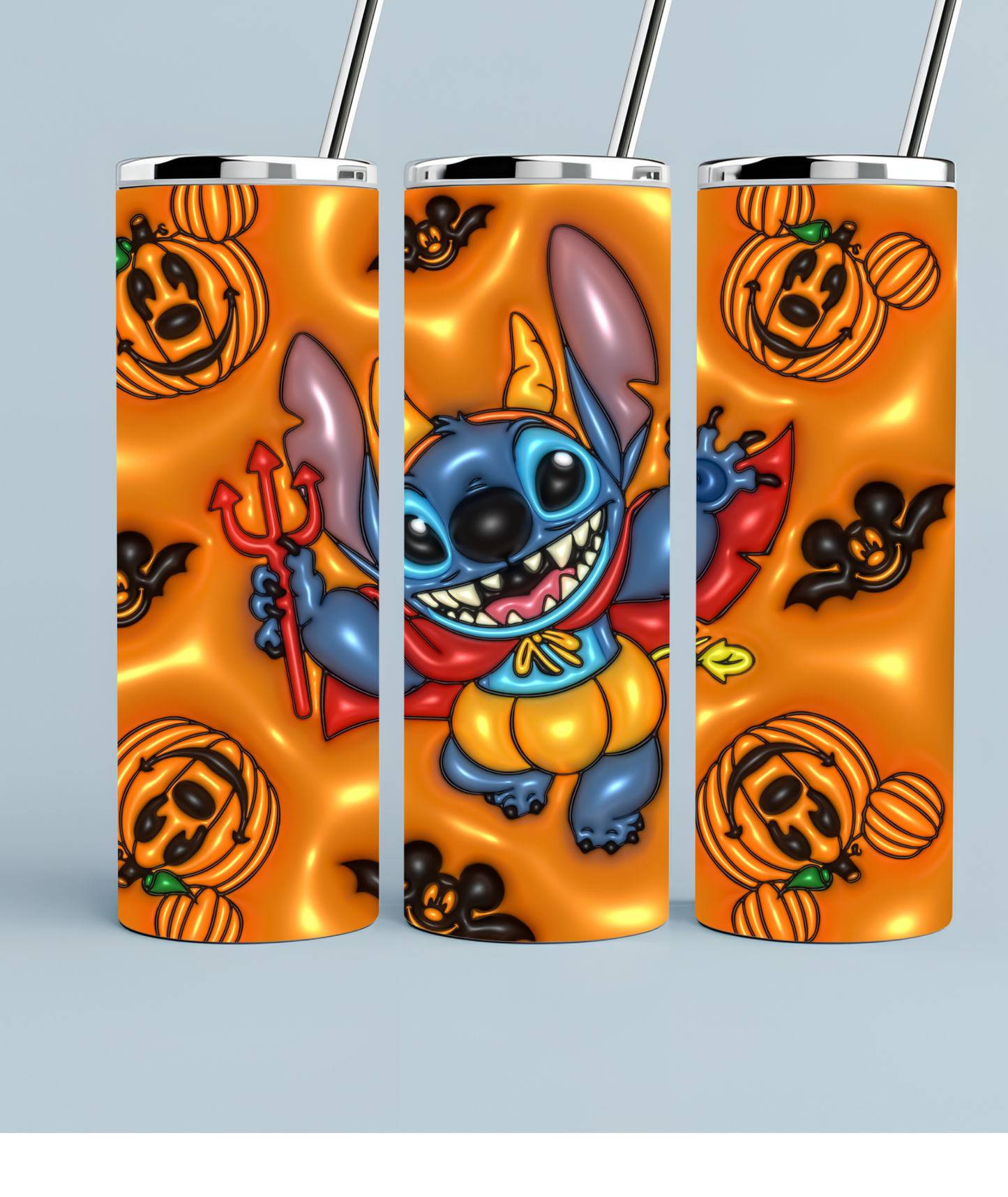 Stitch dressed as a Devil with a Pumpkin Pants Halloween