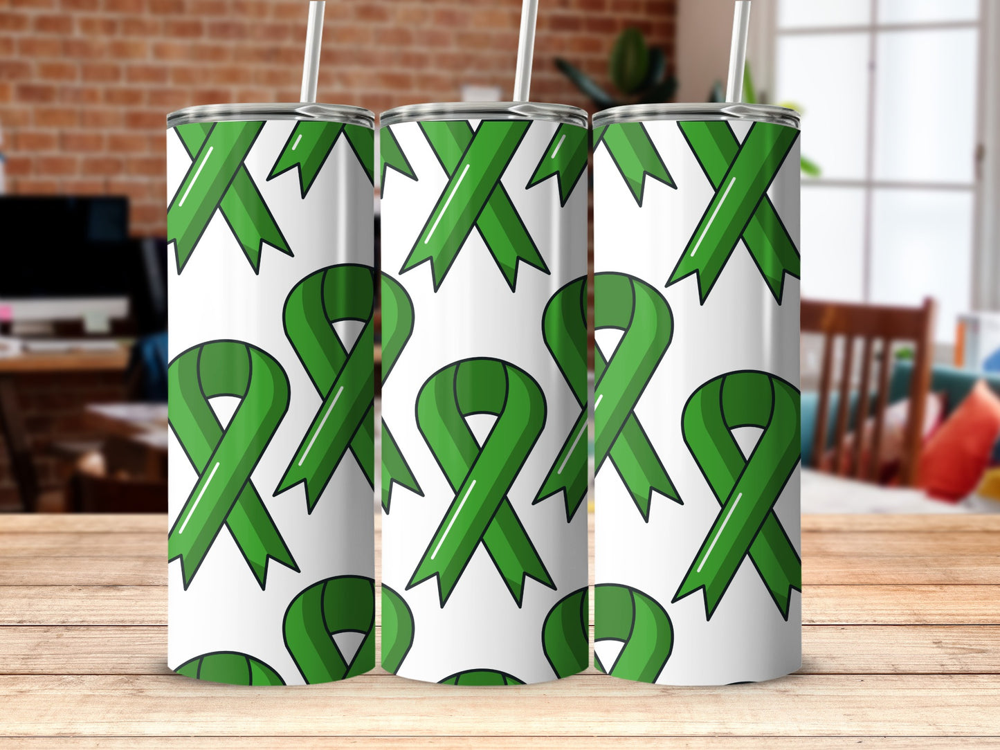 Green Ribbon Awareness Design Tumbler for a Cause