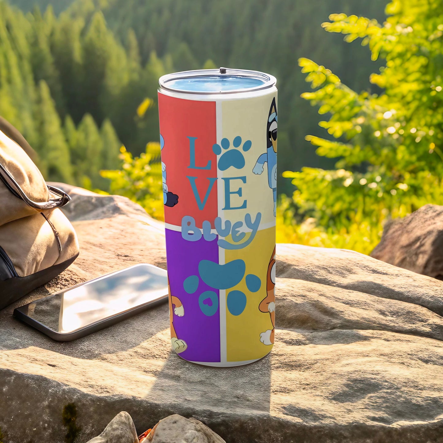 Colorful Love Bluey Paw Print Kids Tumbler