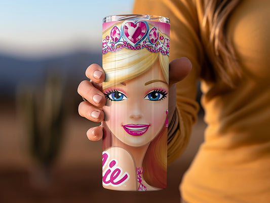 Barbie Princess Pink Tumbler with Crown Design