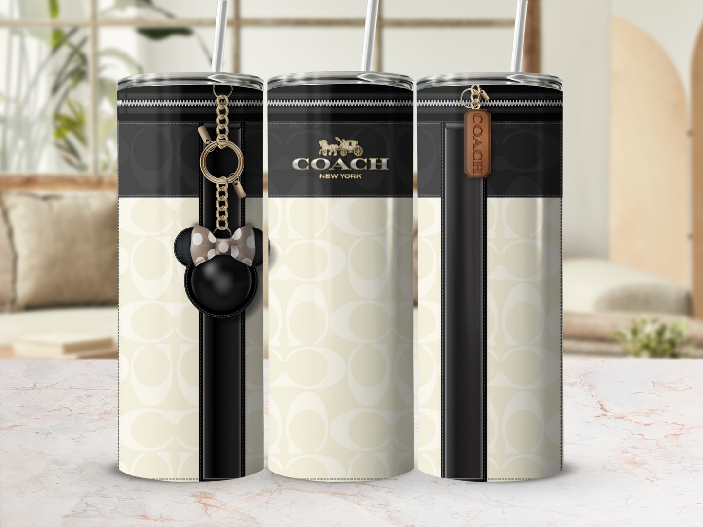 Elegant Designer-Inspired Tumblers with Chic Keychains
