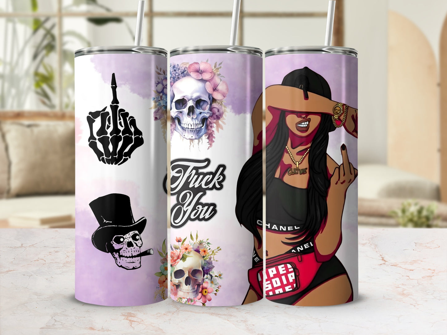 Floral Skull and Attitude Graphic Tumbler Collection