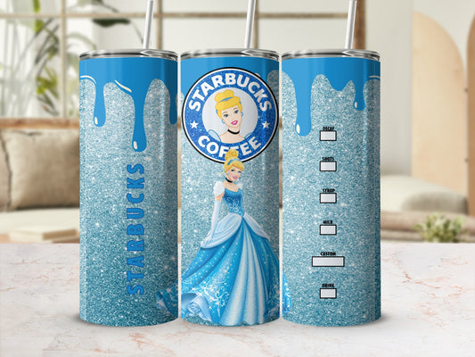 Starbucks Cinderella Design Glitter Tumbler for Coffee