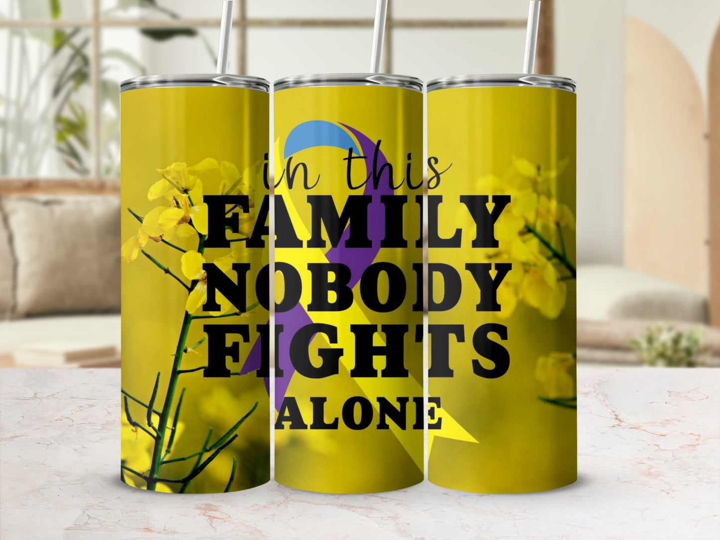 In This Family Nobody Fights Alone Tumbler