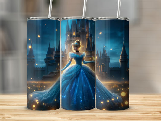 Magical Night Castle Themed Tumbler with Straw