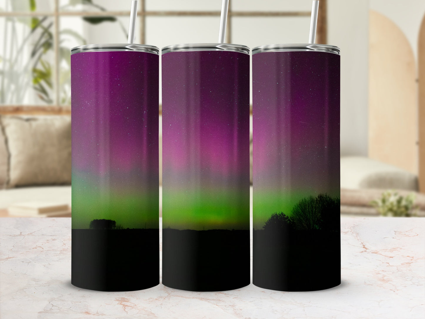 Northern Lights Purple Green Gradient Tumbler Product