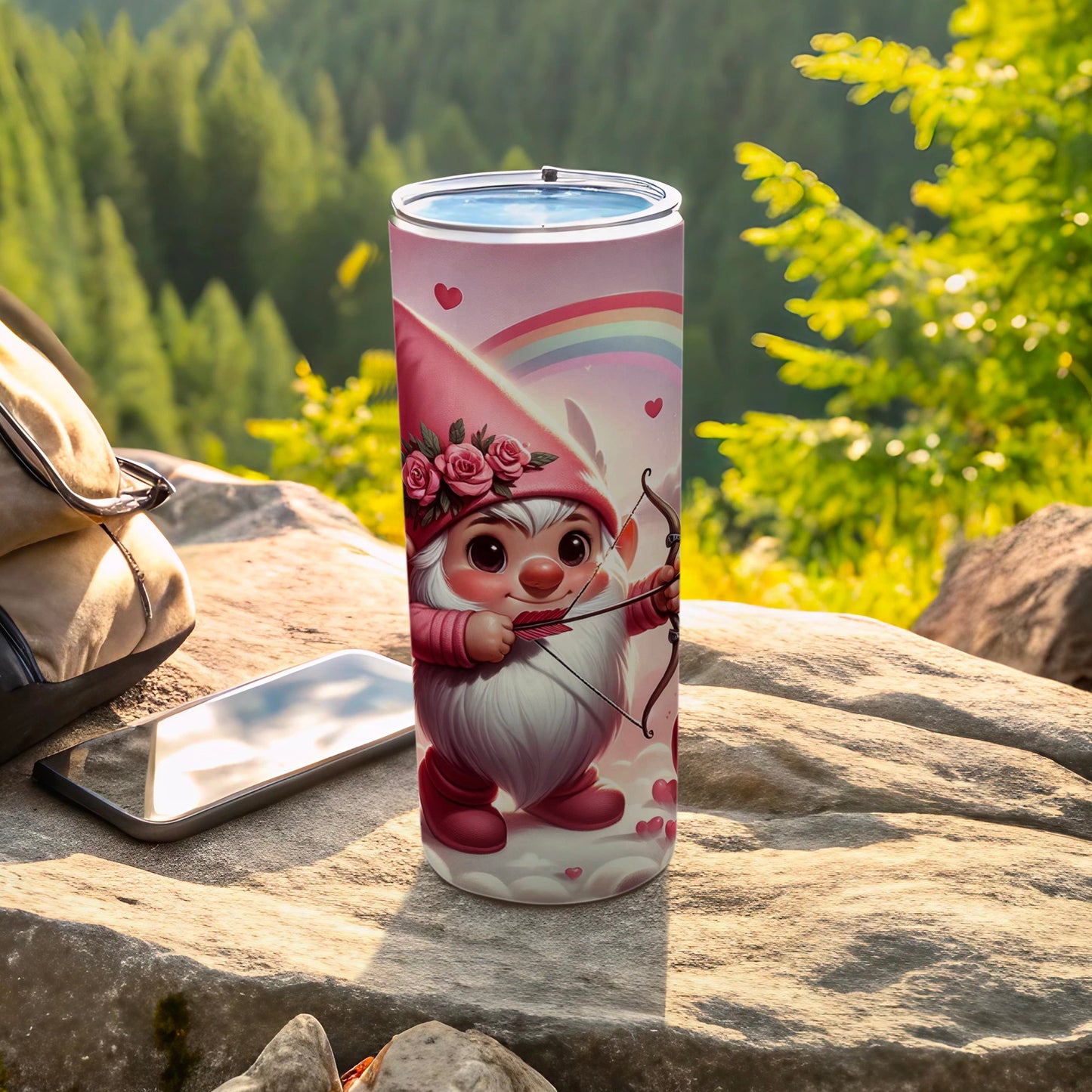 Cute Gnome with Bow and Arrow Travel Mug