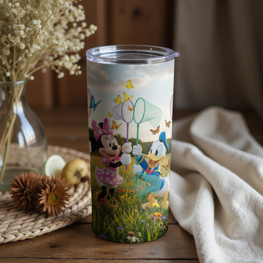 Disney Characters Catching Butterflies Themed Tumbler