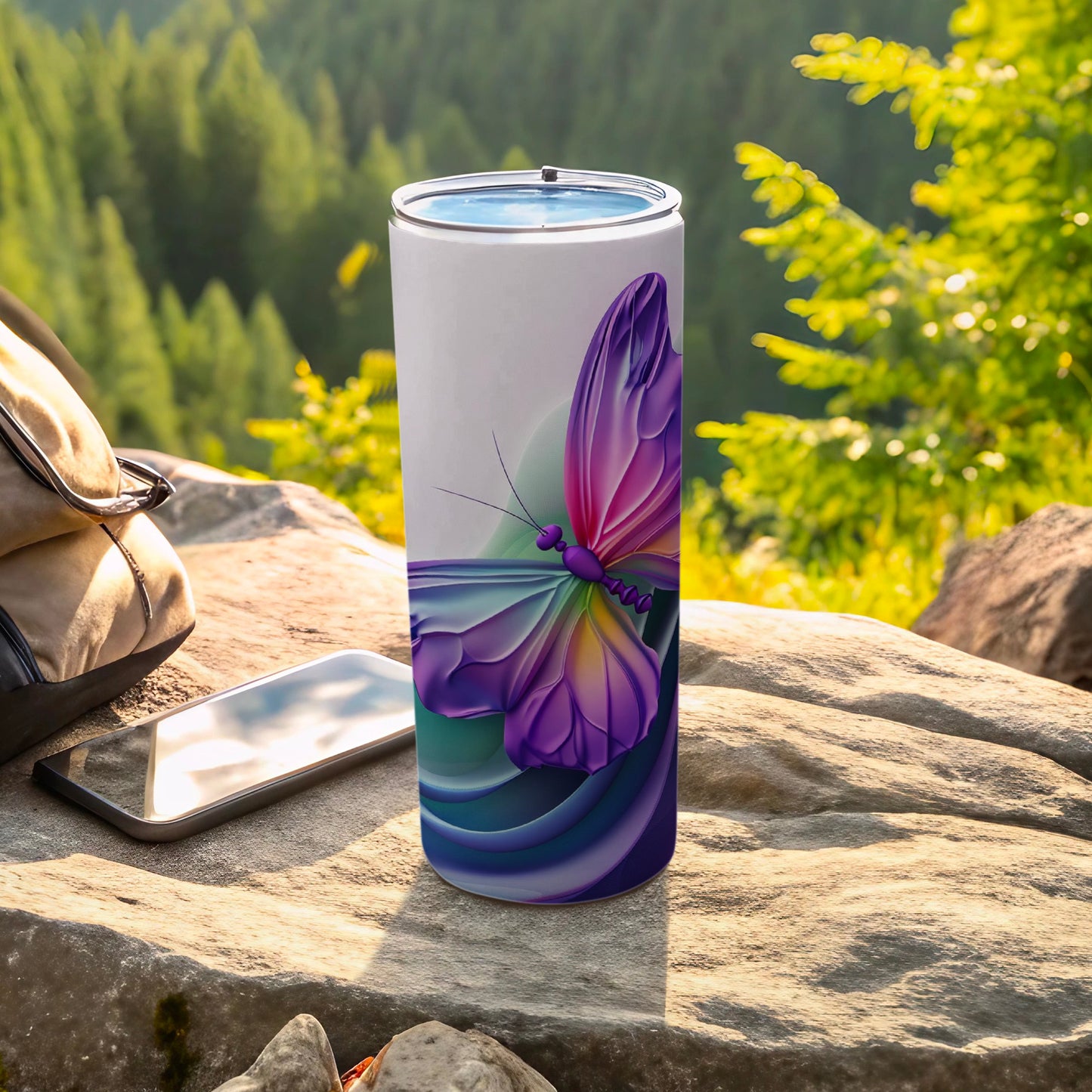 Vibrant Purple Butterfly Design Outdoor Tumbler product type