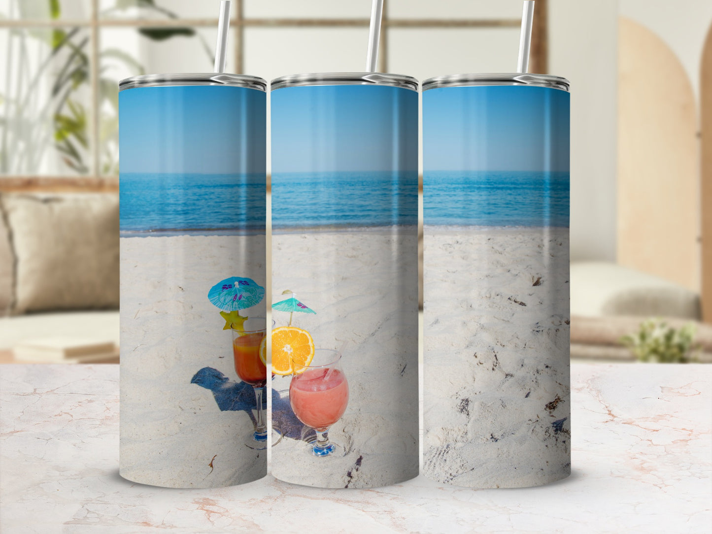 Stunning Beach Scene with Ocean View Tumbler