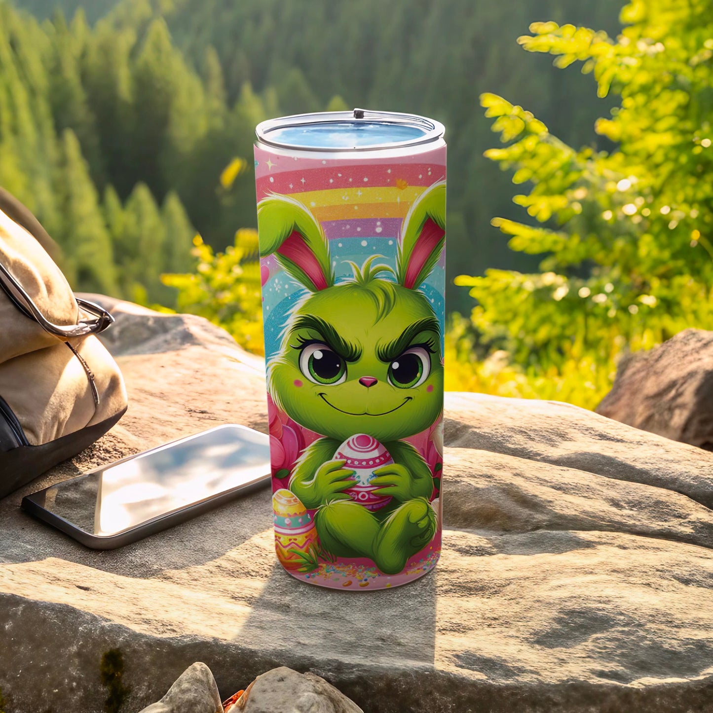 Cute Grinch Bunny Easter Egg Rainbow Pattern Tumbler product type