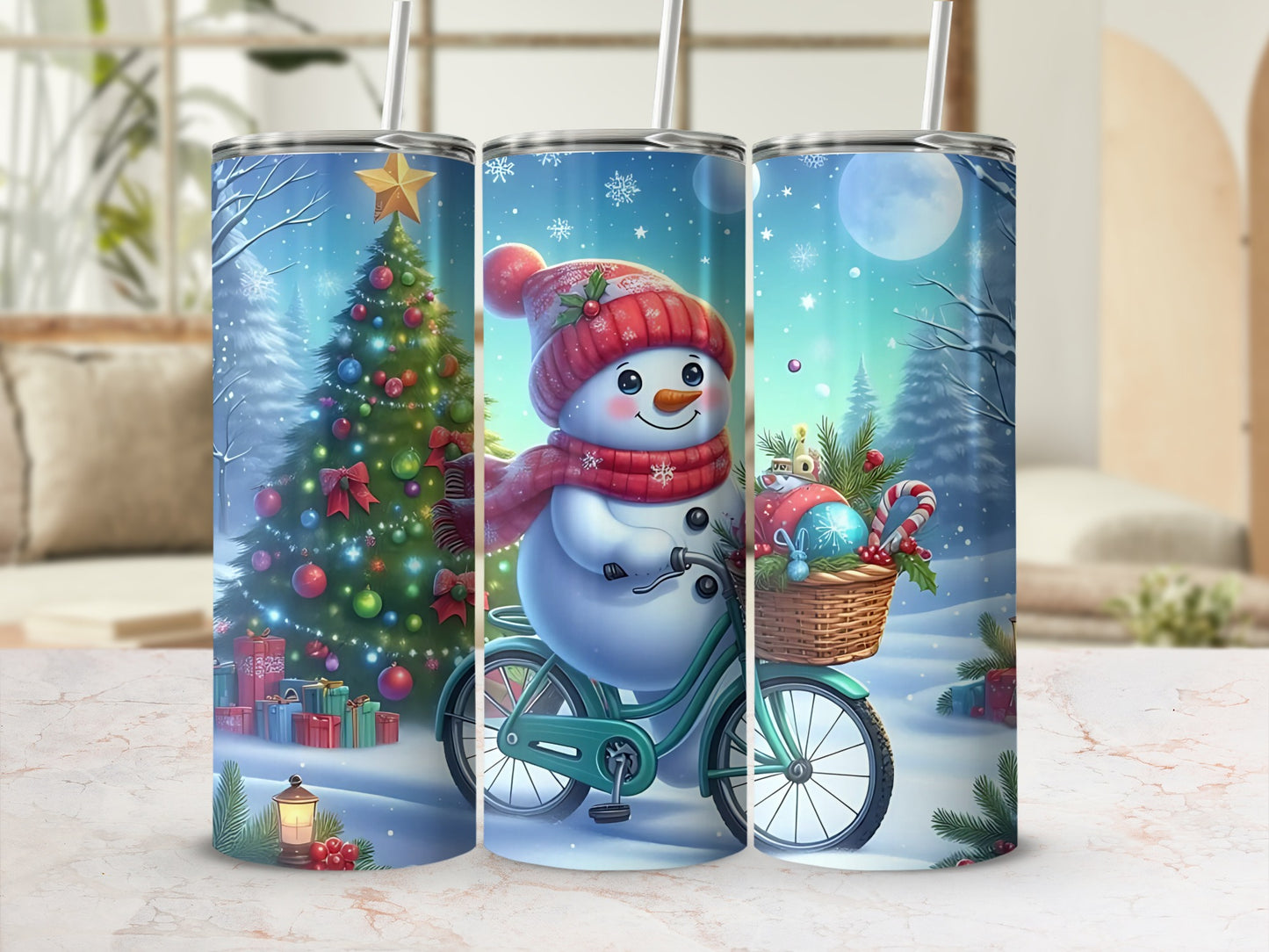 Christmas Snowman and Tree Tumbler for Holiday Cheers