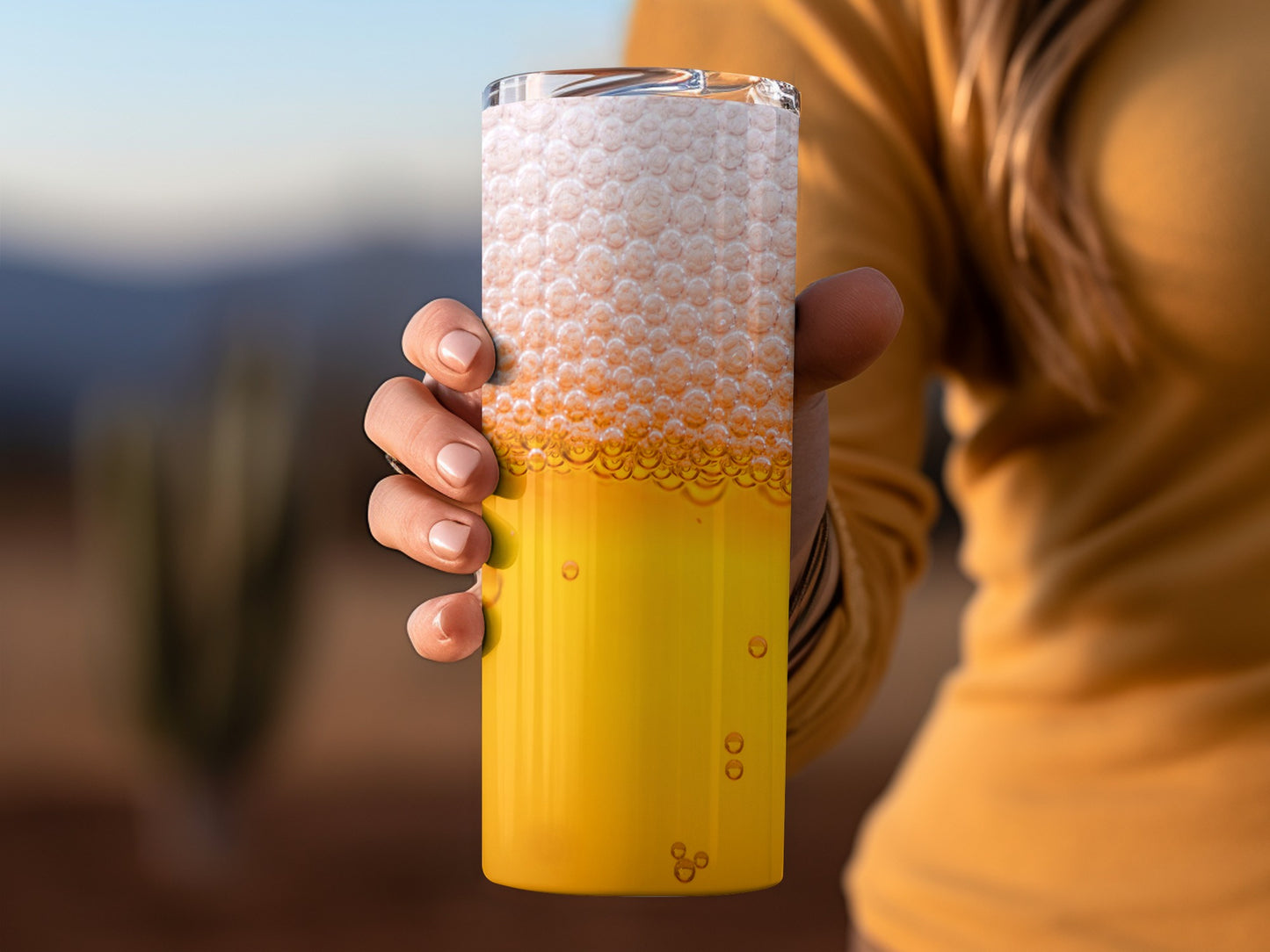 Bubbles Above Golden Liquid Beverage Alcoholic Tumblers