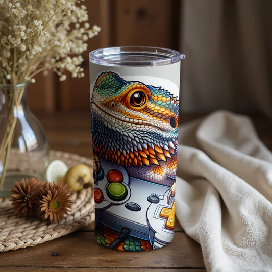 Colorful Lizard and Retro Game Controller Tumbler