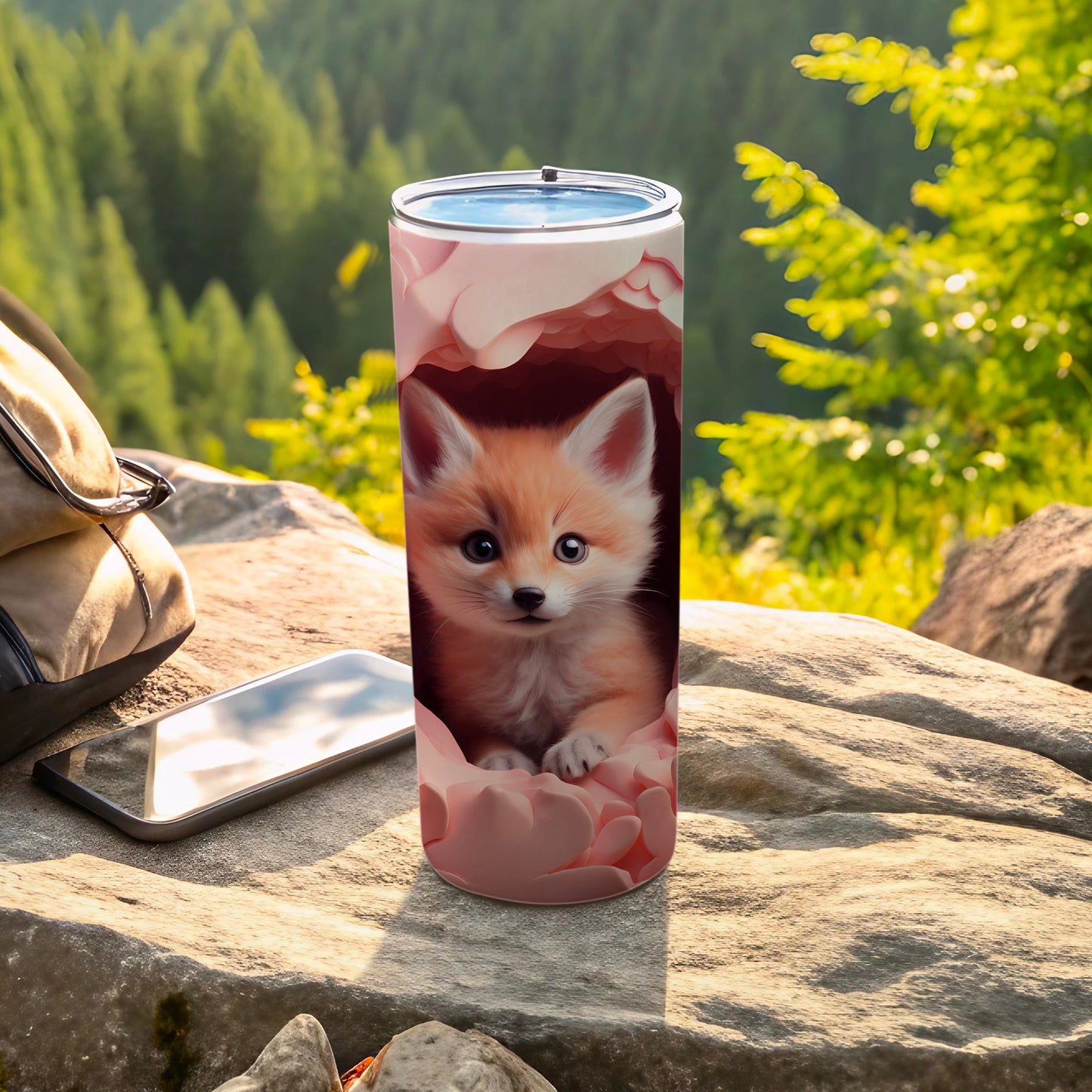 Cute Fox Design Insulated Tumbler for Outdoor Adventures