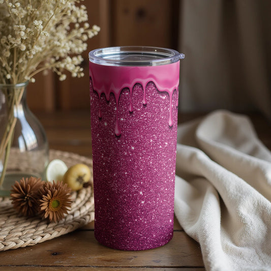 Sparkling Pink Tumbler with Dripping Design product