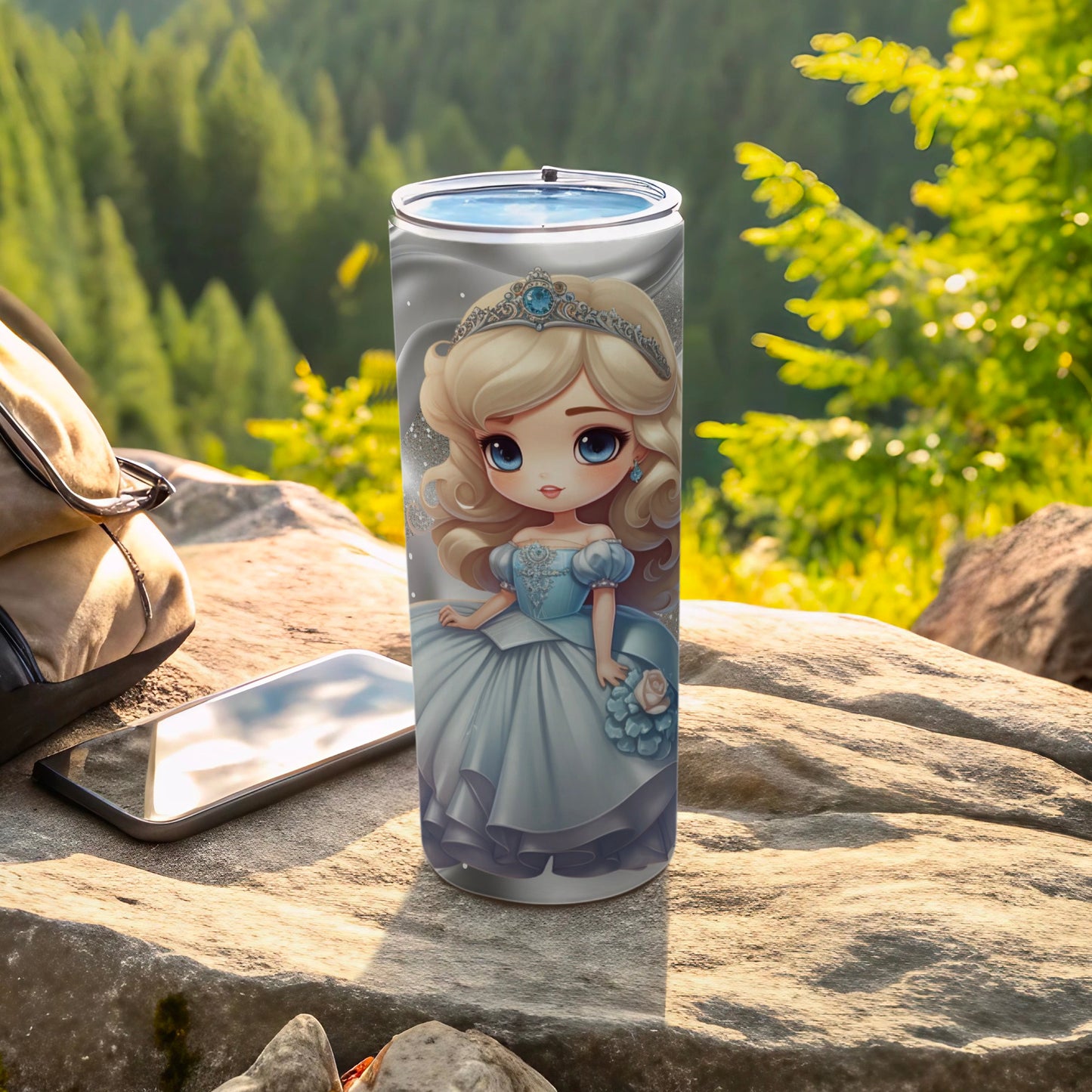 Cute Princess Character Illustration Travel Tumbler