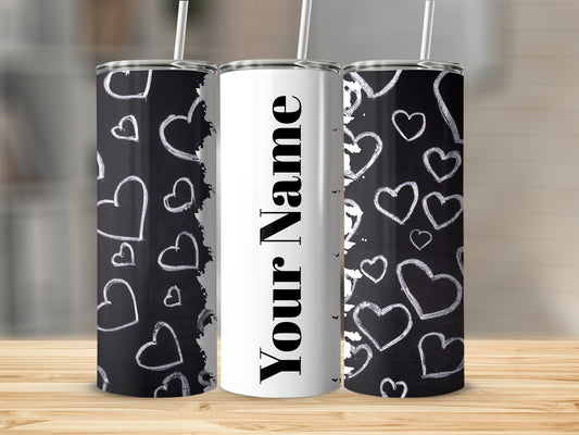 Personalized Heart Design Tumbler with Custom Name